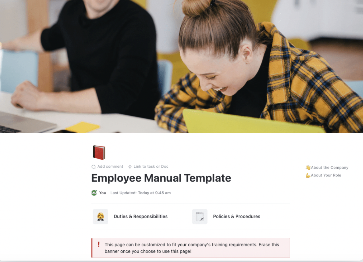 ClickUp Employee Manual Template