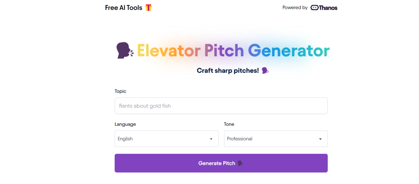 Thanos: elevator pitch generator