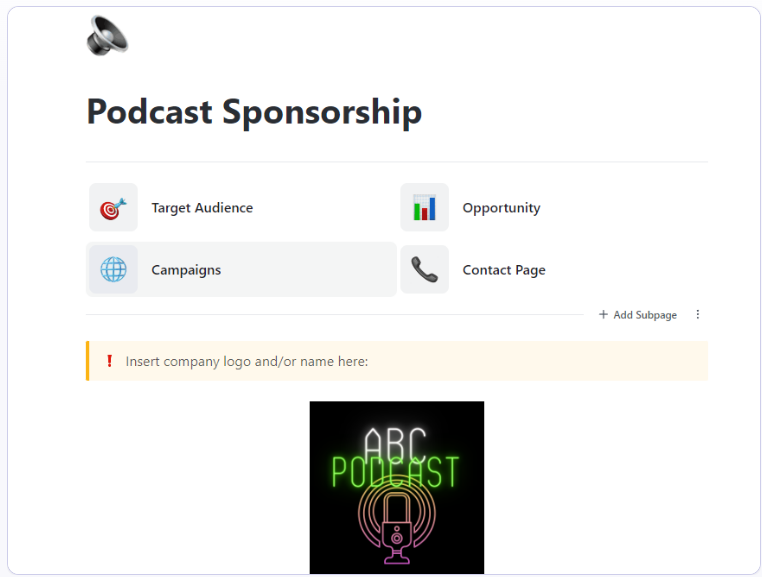 ClickUp Podcast Sponsorship Template