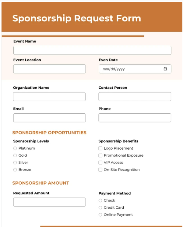 Sponsorship Request Form Template