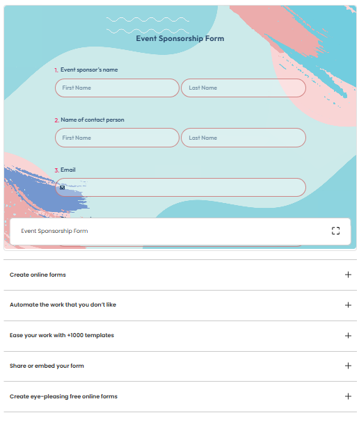 Event Sponsorship Form Template