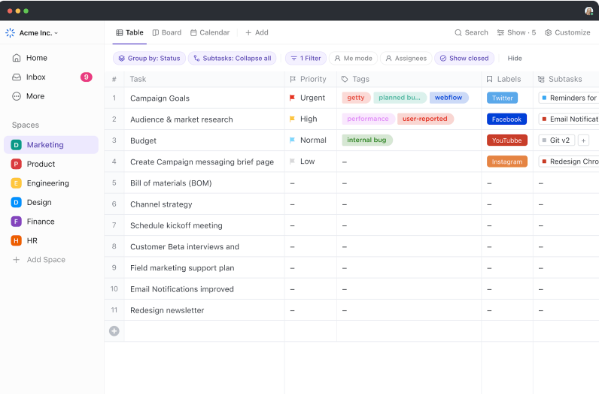 ClickUp’s Table View: How to Hide Columns in Google Sheets