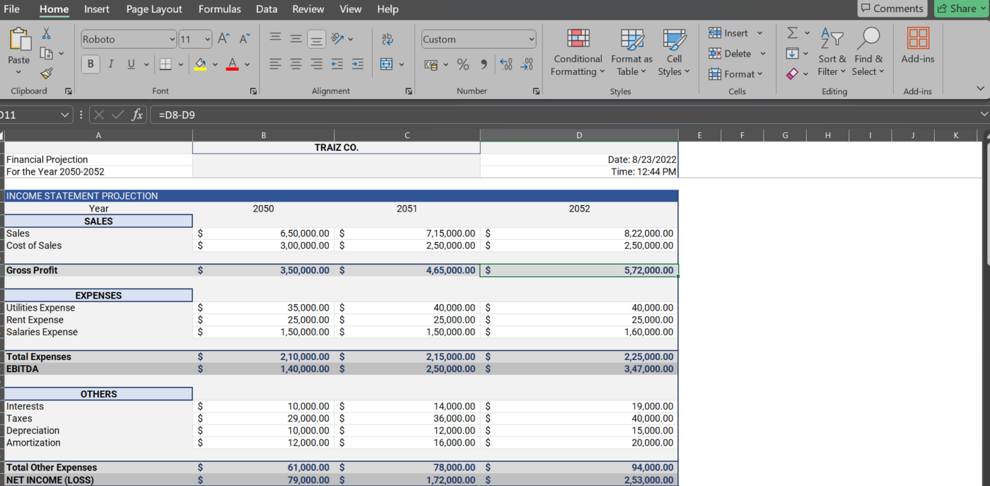 Startup Financial Projections Template by Template.net