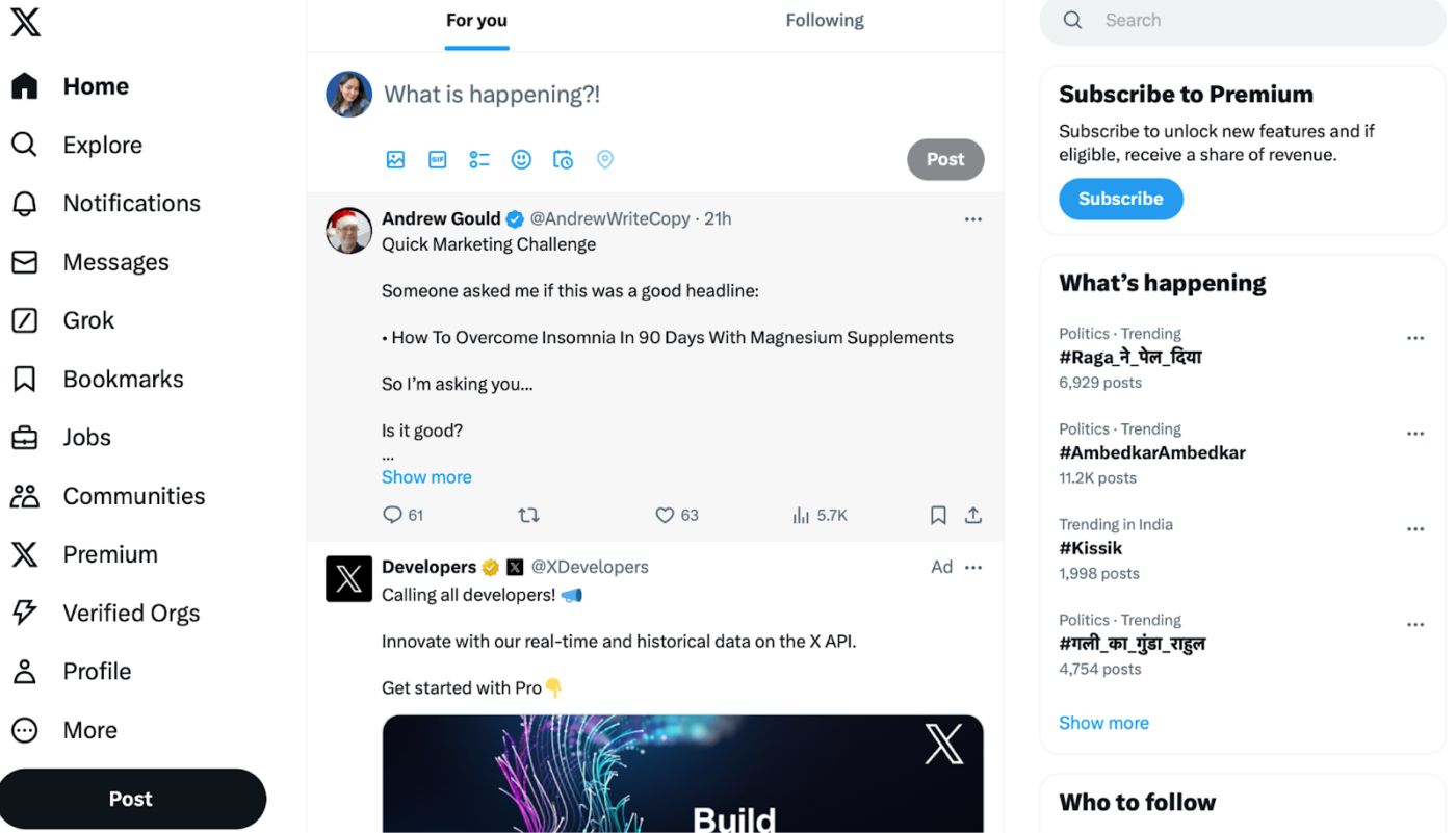 X social media platform 