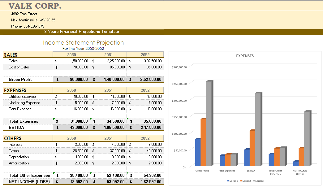 3 Years Financial Projections Template by Template.net