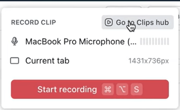 Your video will be stored in the Clips Hub after recording