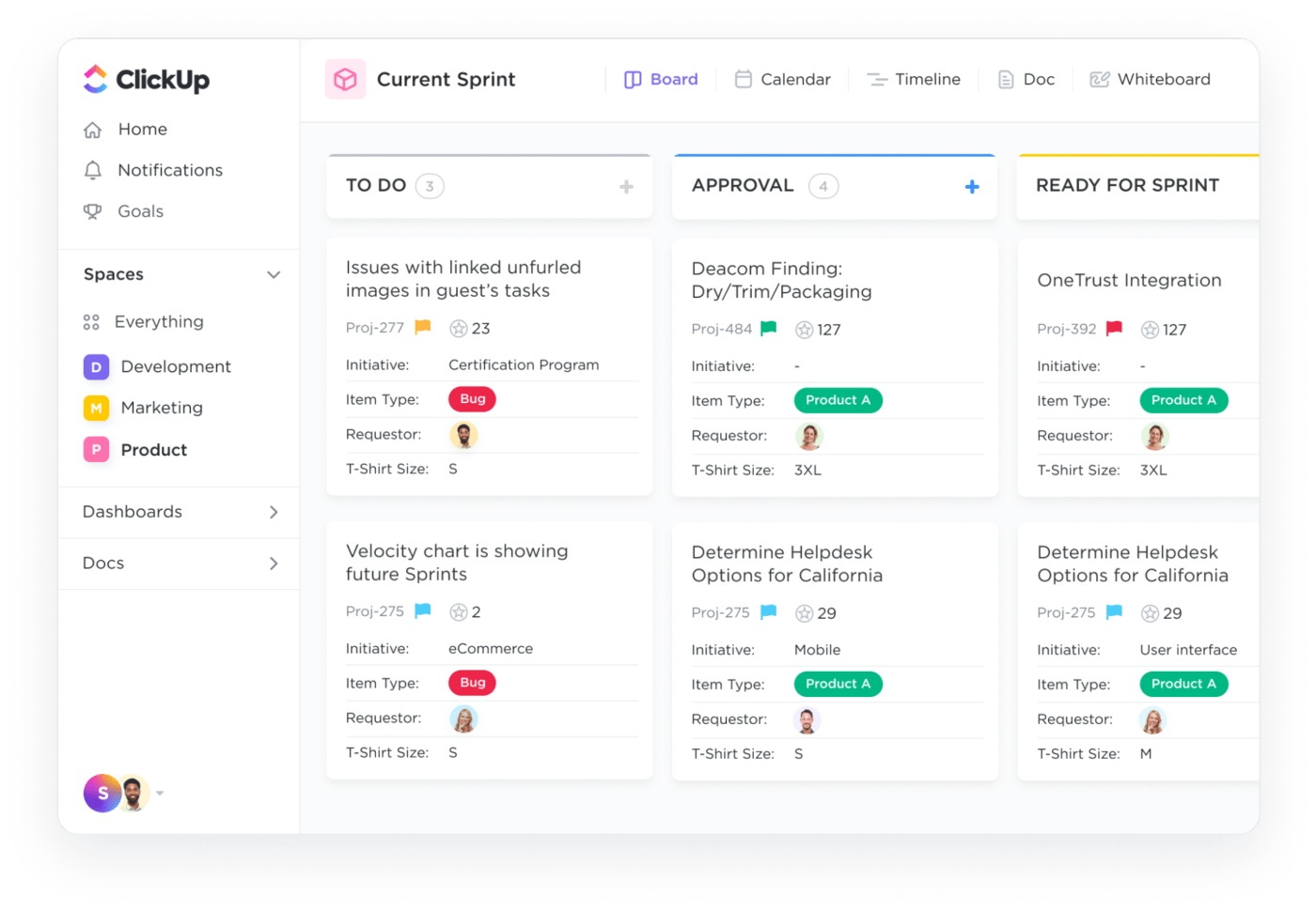Mükemmel Agile iş akışını oluşturun ve işinizi görselleştirmek ve ClickUp'taki Pano görünümüyle proje yönetimini iyileştirmek için esnek bir Kanban sistemi kurun