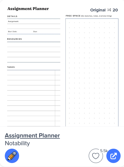 Notability Planner Templates: Assignment Planner