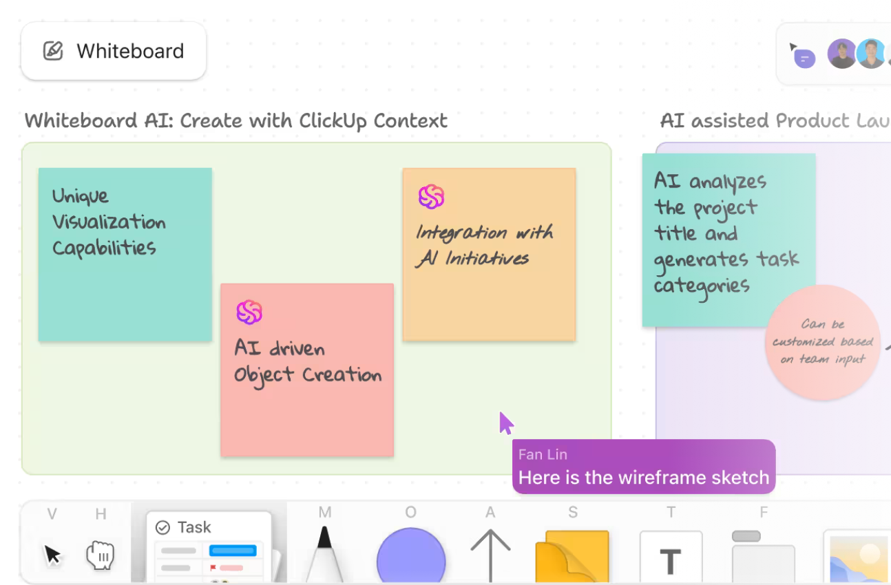 Visualize ideas with ClickUp Whiteboards