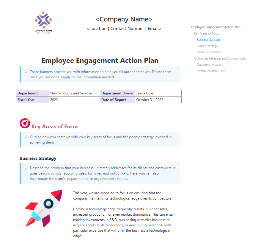 ClickUp Employee Engagement Action Plan Template for organizational effectiveness