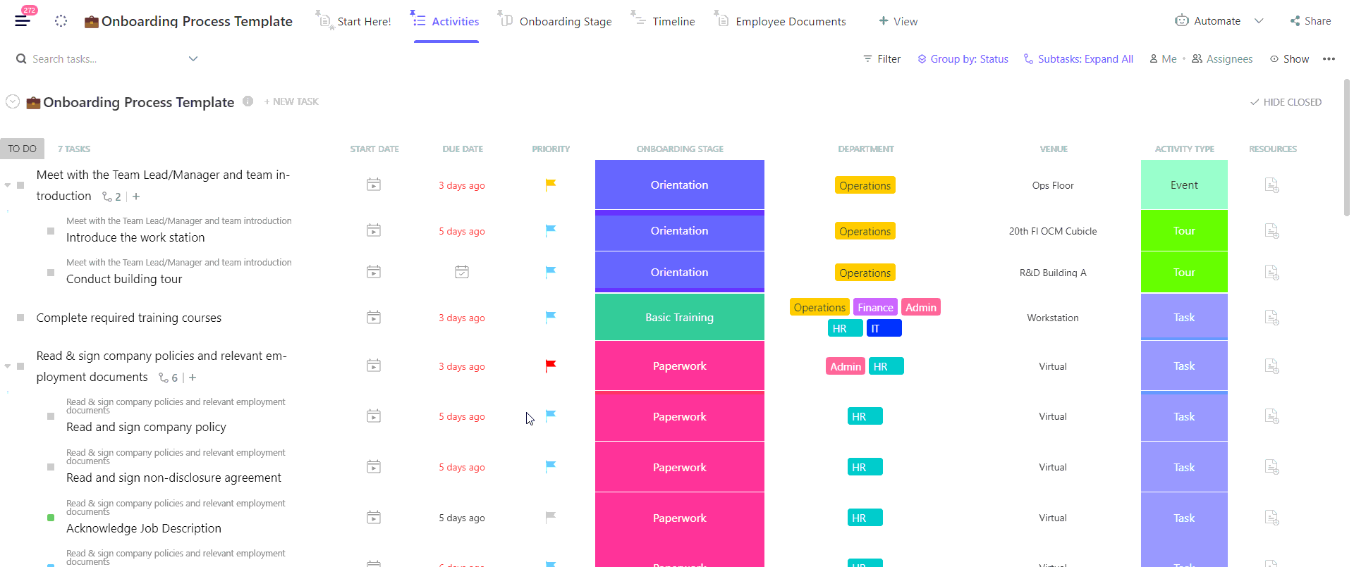 >ClickUp offers all the templates you need for effective employee onboarding