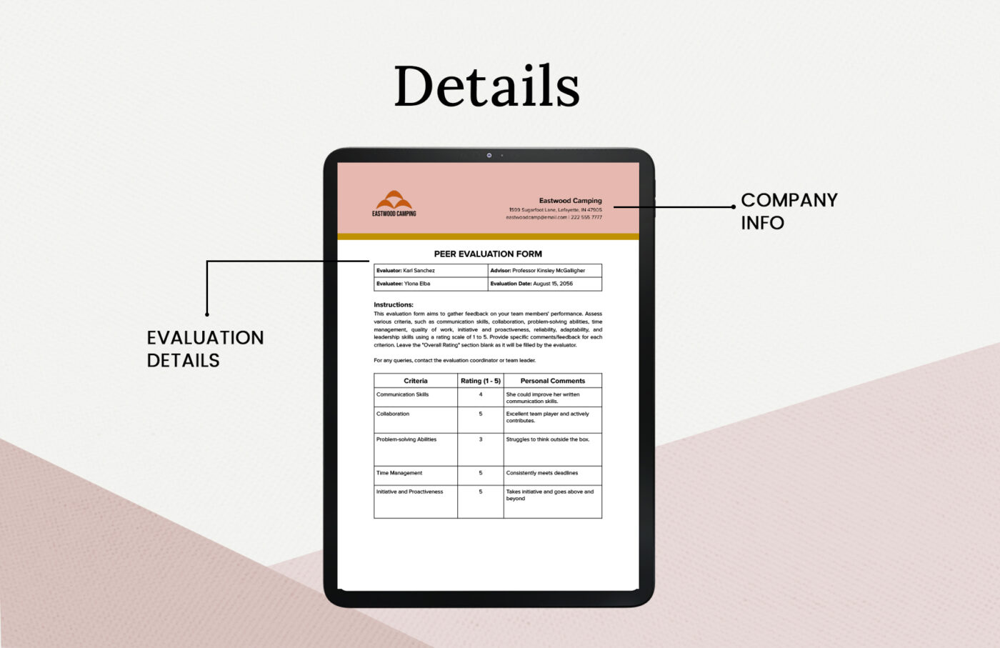 Peer Evaluation Form Template by Template.net