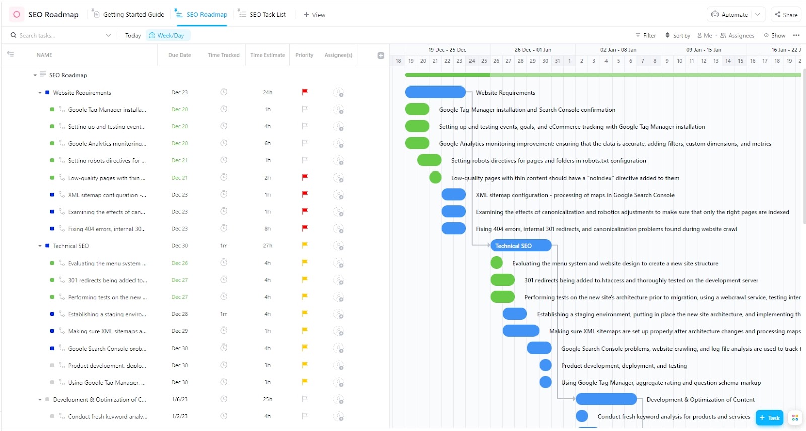 ClickUp SEO Roadmap Template