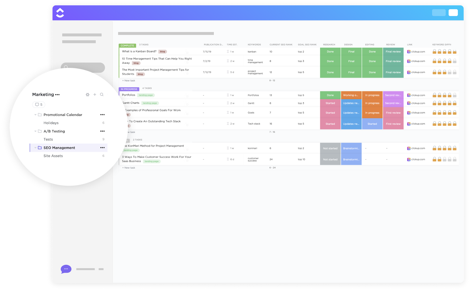 ClickUp SEO Research and Management Template
SEO Roadmap Template