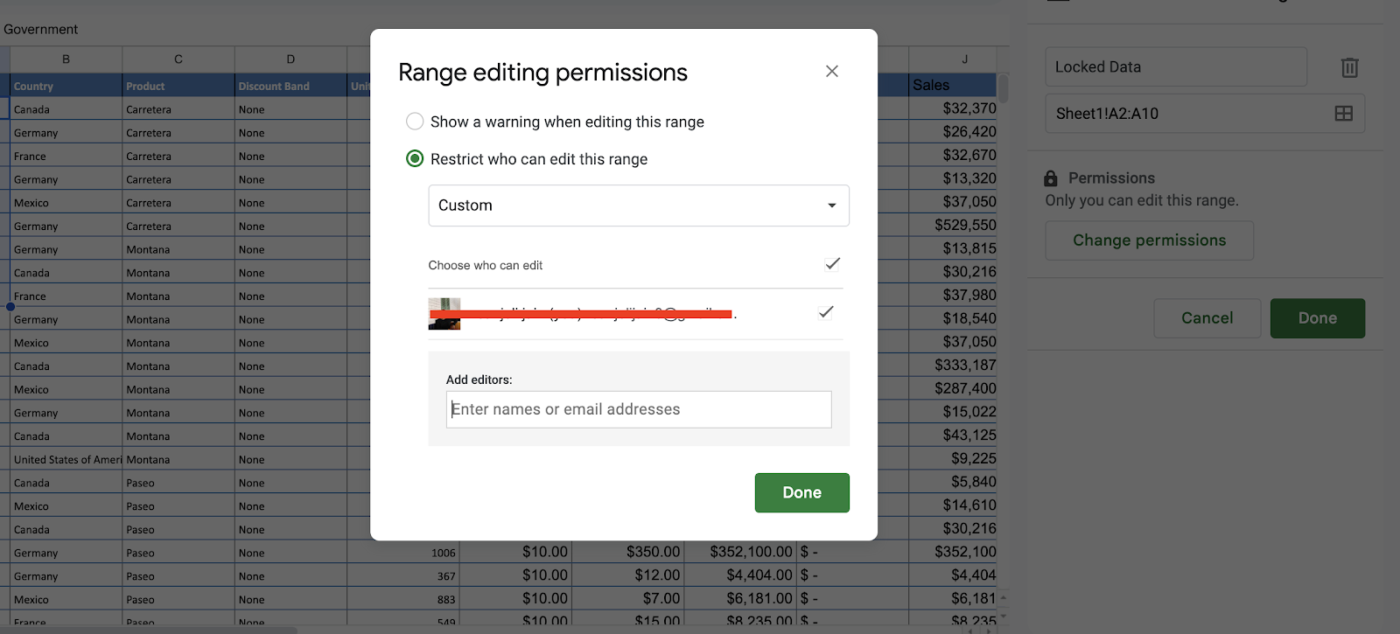 Range editing permissions 
