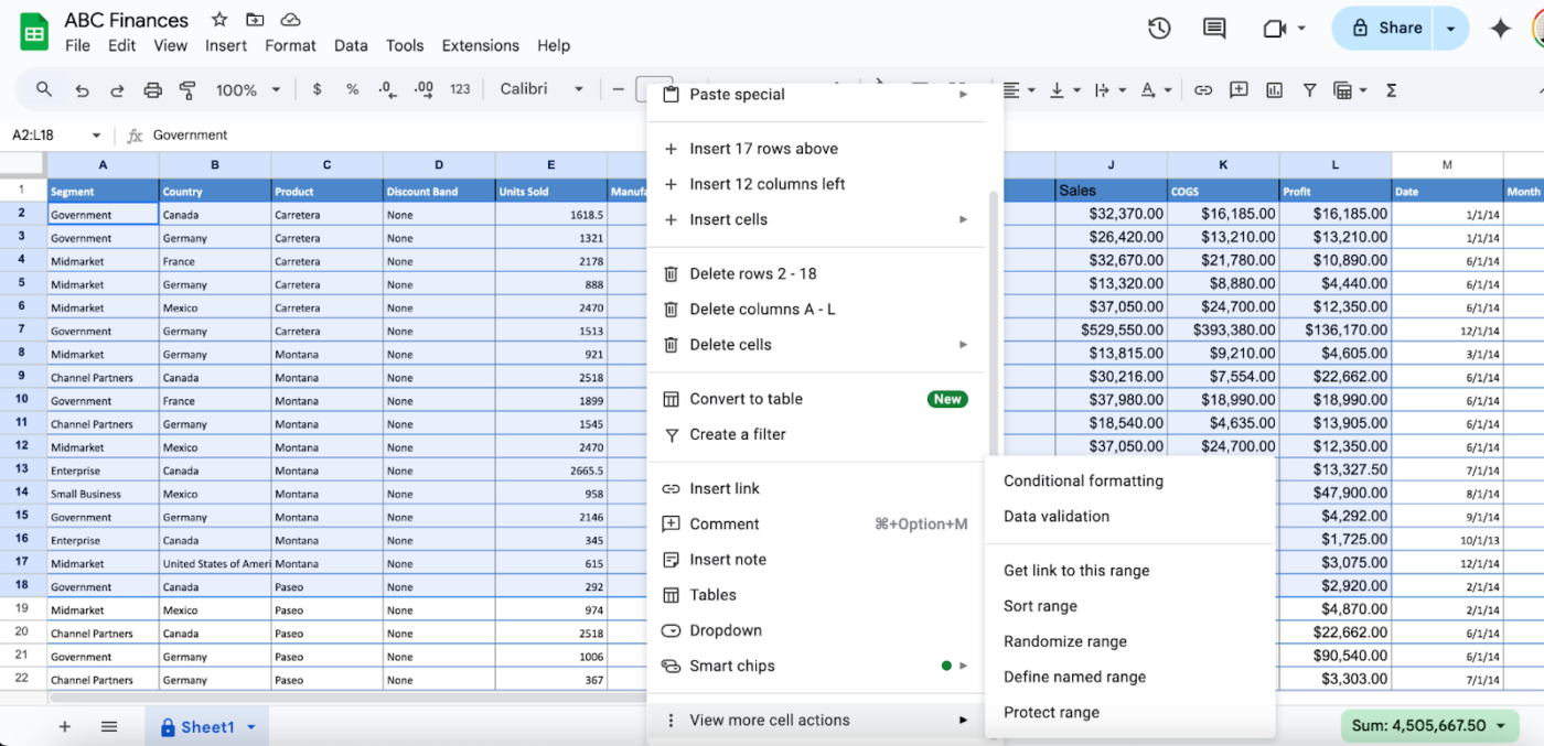 Right-click and choose ‘protect range’  How to Lock Cells in Google Sheets
