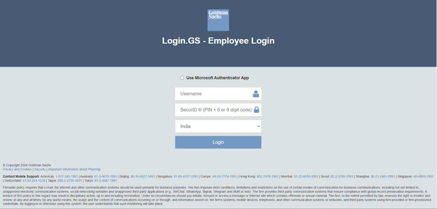  Goldman Sachs company intranet examples