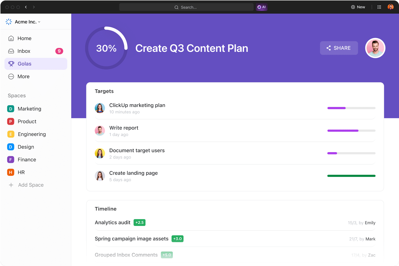 ClickUp Goals product swot analysis
