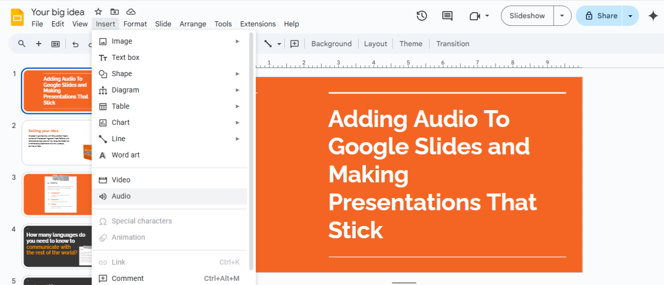 Audio : How to Add Audio to Google Slides