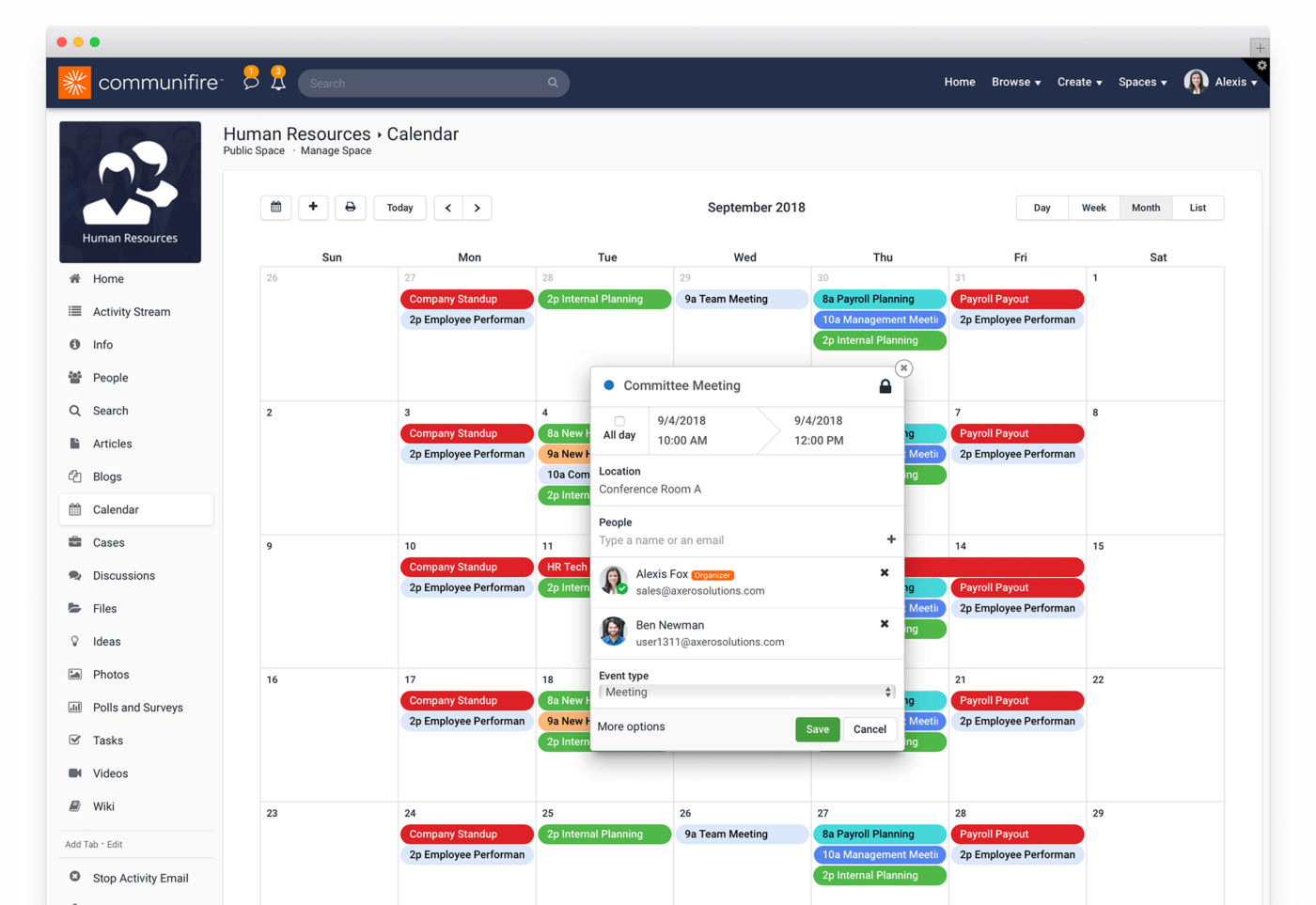 Axero Dashboard : intranet cms software