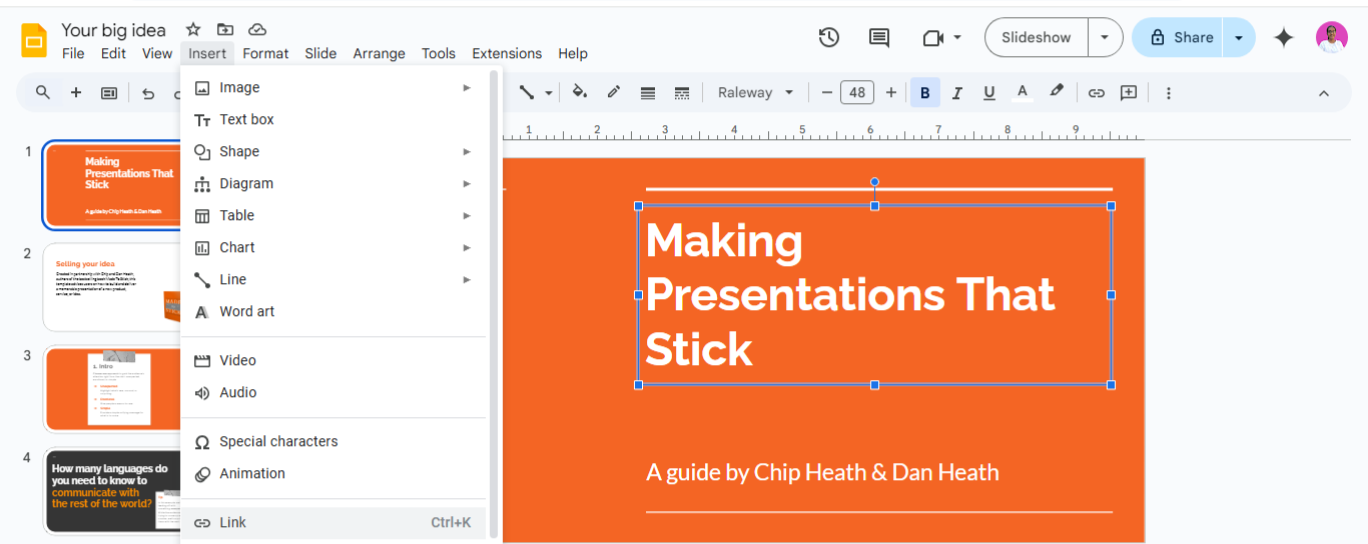 Click Insert : How to Add Audio to Google Slides