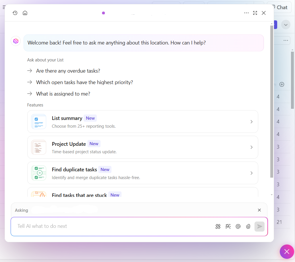 ClickUp Brain: Try AI chat in ClickUp for seamless project updates and more