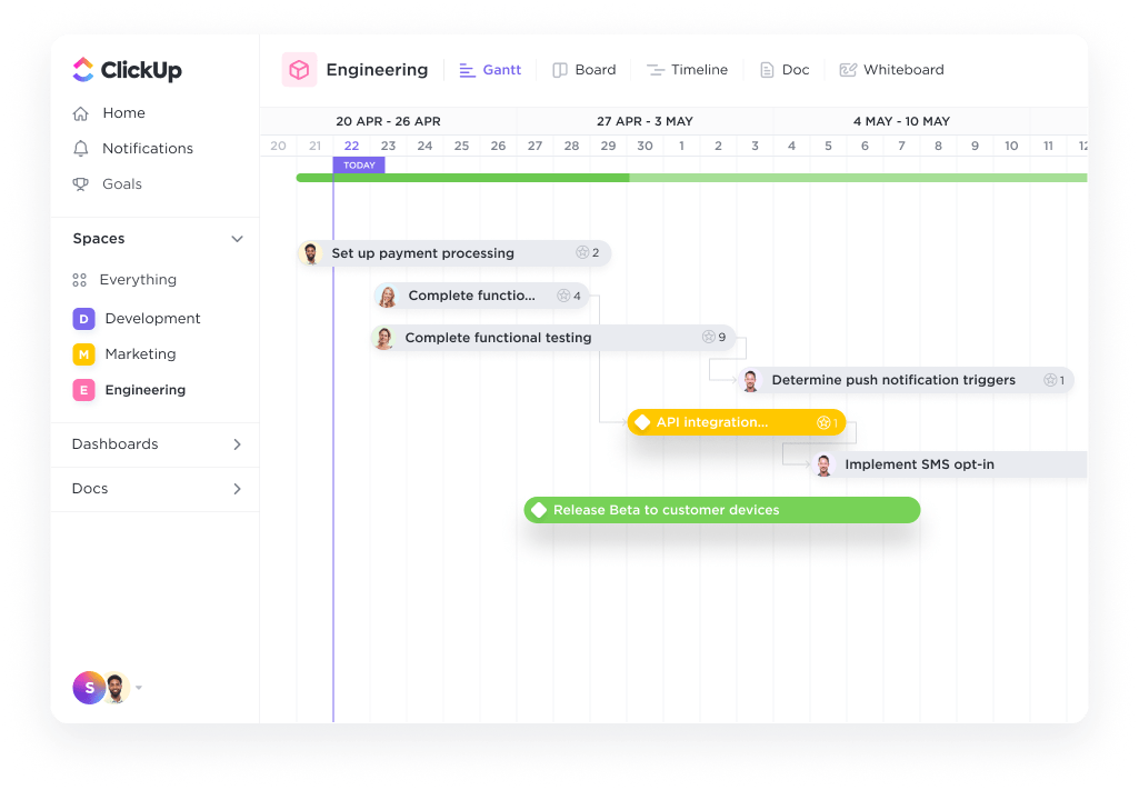 ClickUp Gantt Chart View :  how to make a construction schedule in excel