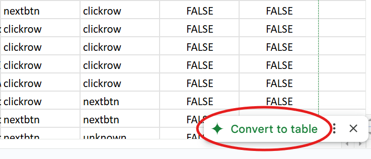 Gemini AI converts data to table