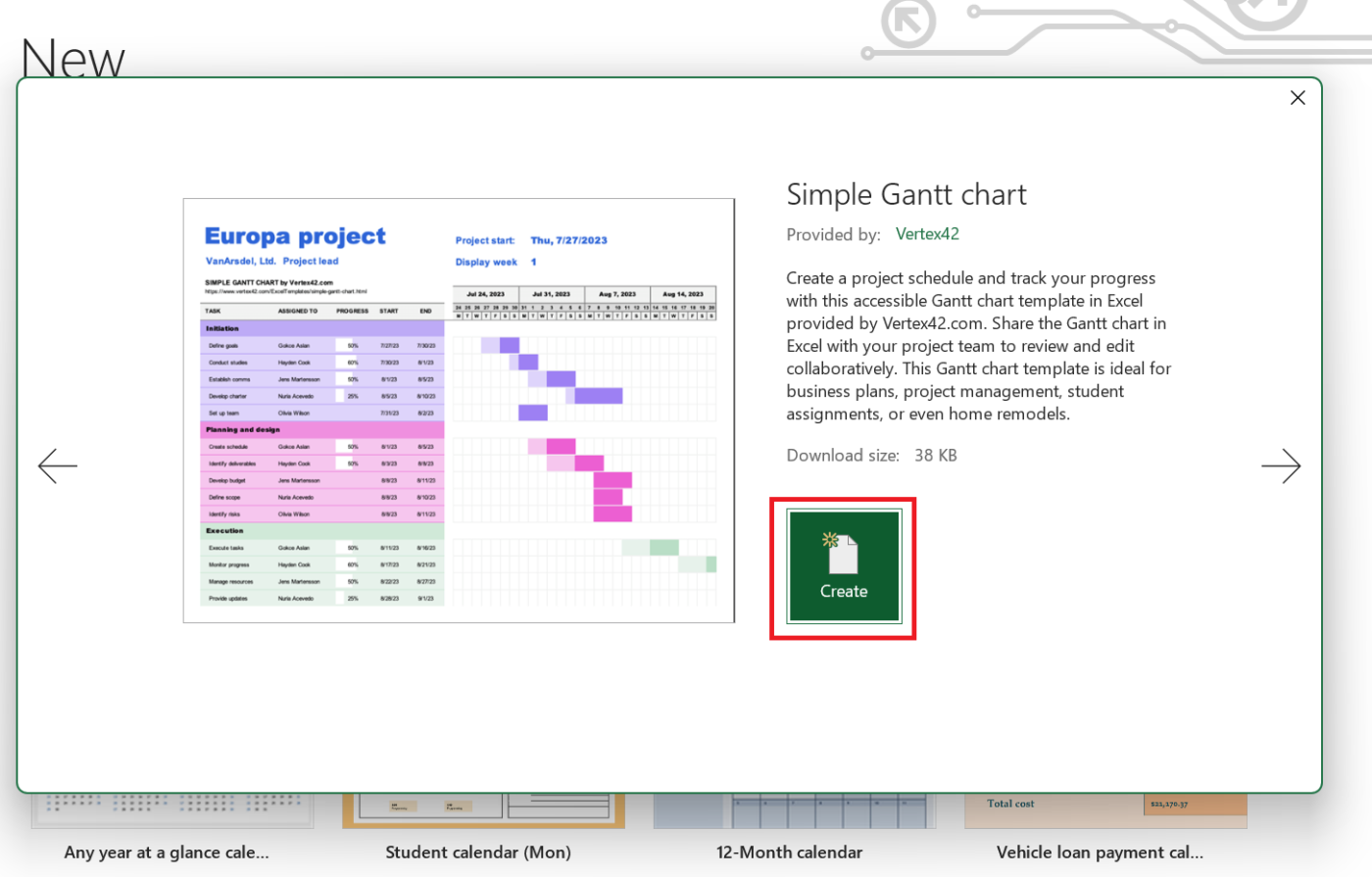 Create :  how to make a construction schedule in excel