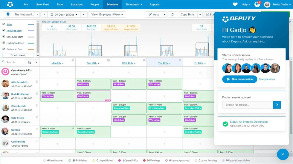 Deputy : Shift Schedule maker