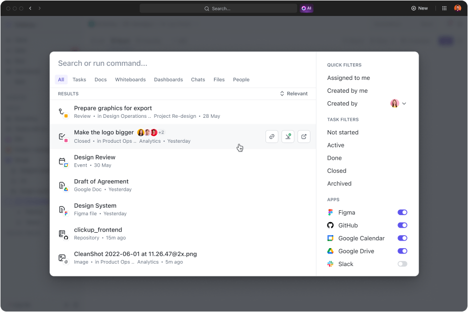 Find what you need instantly with ClickUp’s Connected Search