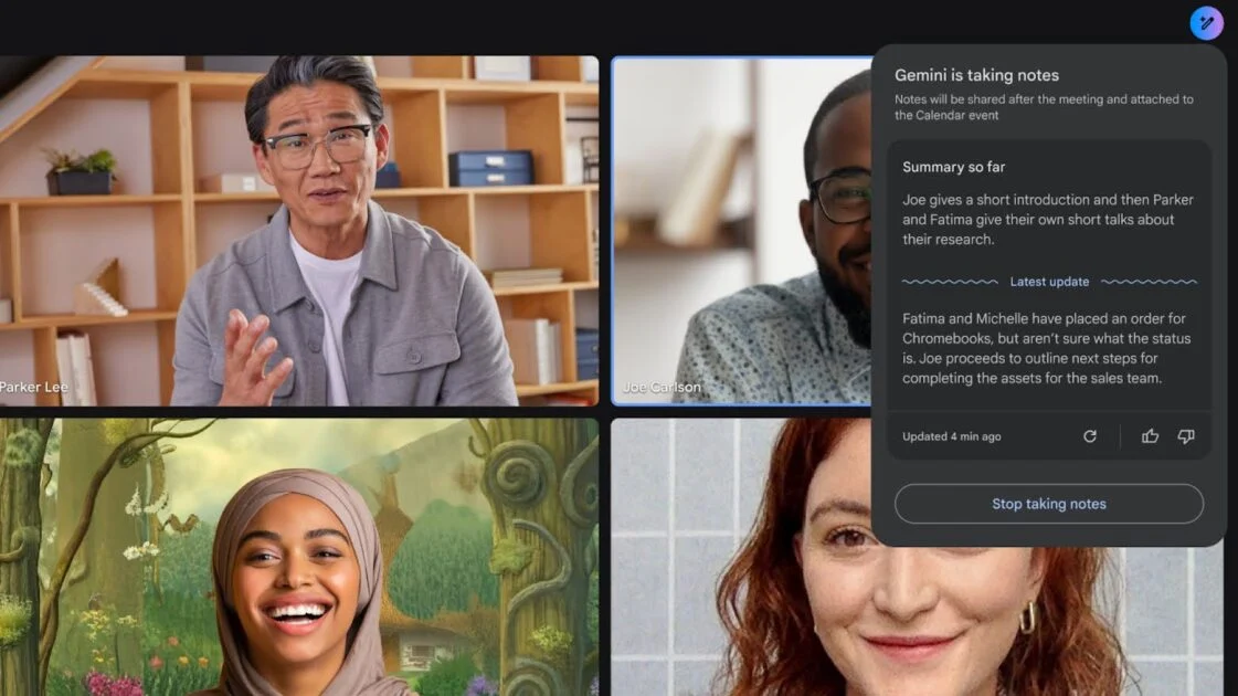 Gemini : AI note takers for google meet