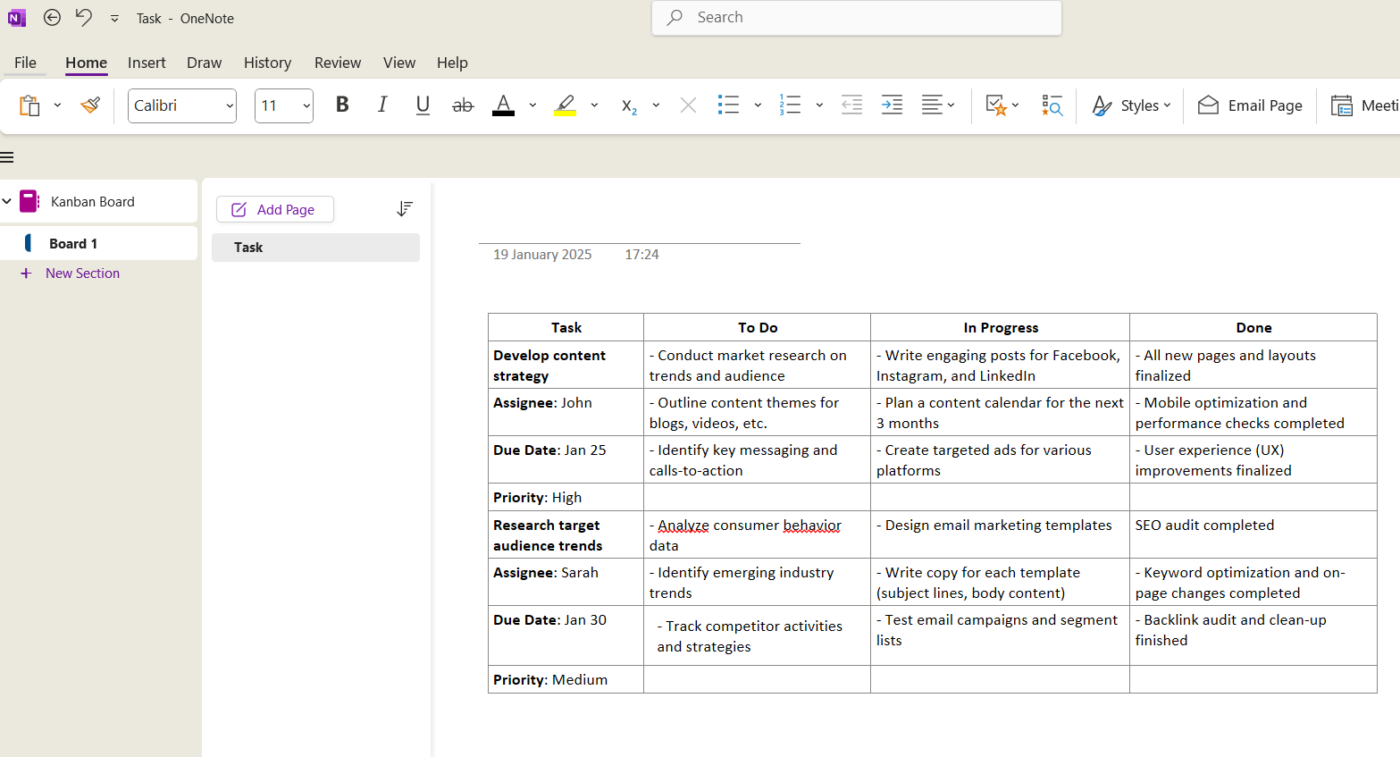 home : How to Make a Kanban Board in OneNote