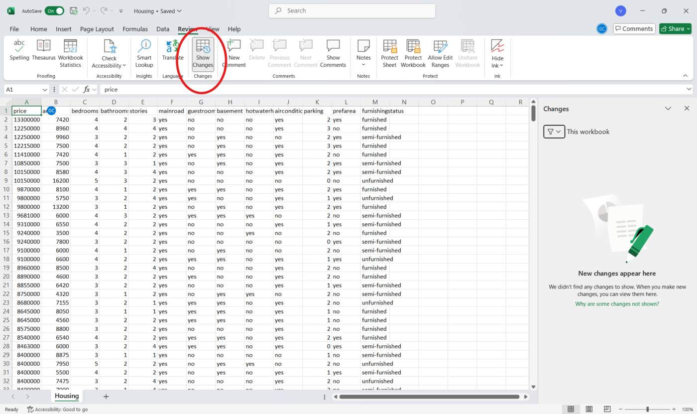 Click 'Track Changes' and ensure to review the same time check box