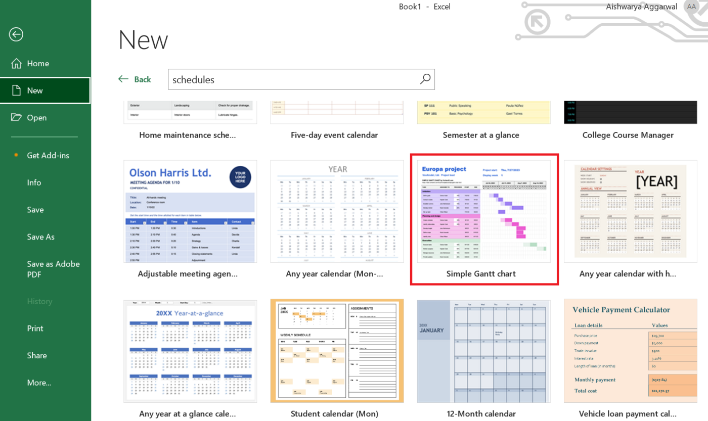 Simple Gantt chart :  how to make a construction schedule in excel