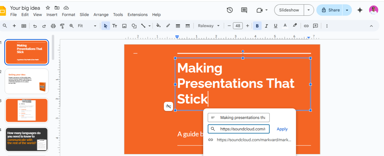 click Apply : How to Add Audio to Google Slides