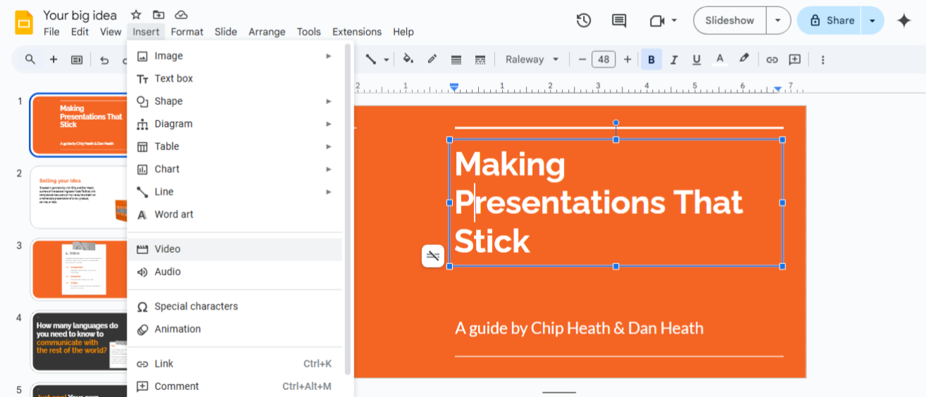 click on Video : How to Add Audio to Google Slides