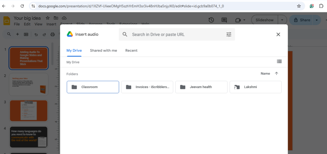 different folders : How to Add Audio to Google Slides