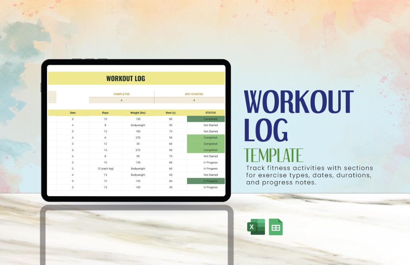 Excel Workout Log Template by TEMPLATE.NET