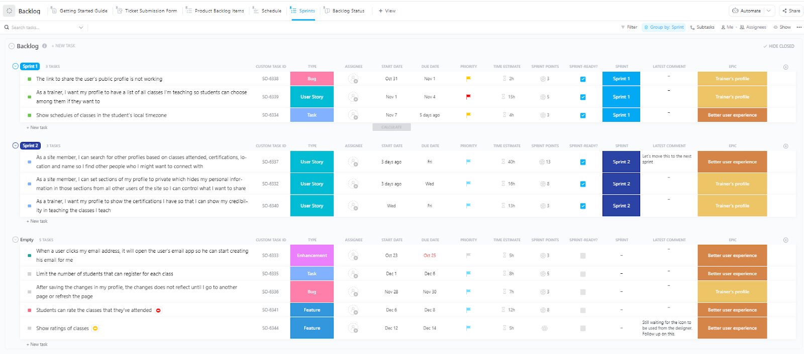 ClickUp Backlog Template 