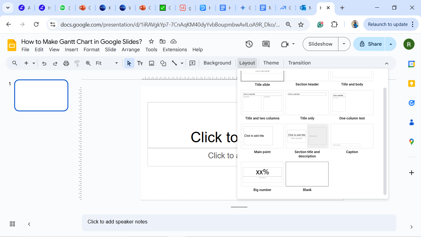 Blank slides in Google Slides: Gantt Chart in Google Slides