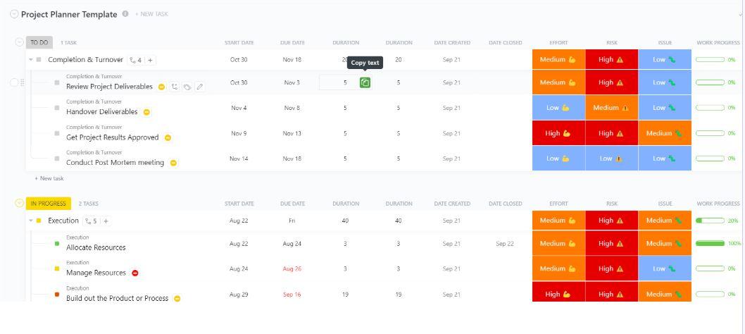 ClickUp Project Planner Template