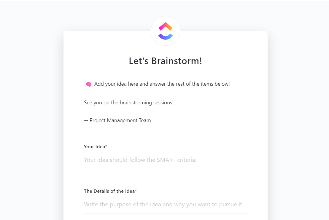 ClickUp Brainstorm Ideas Template 