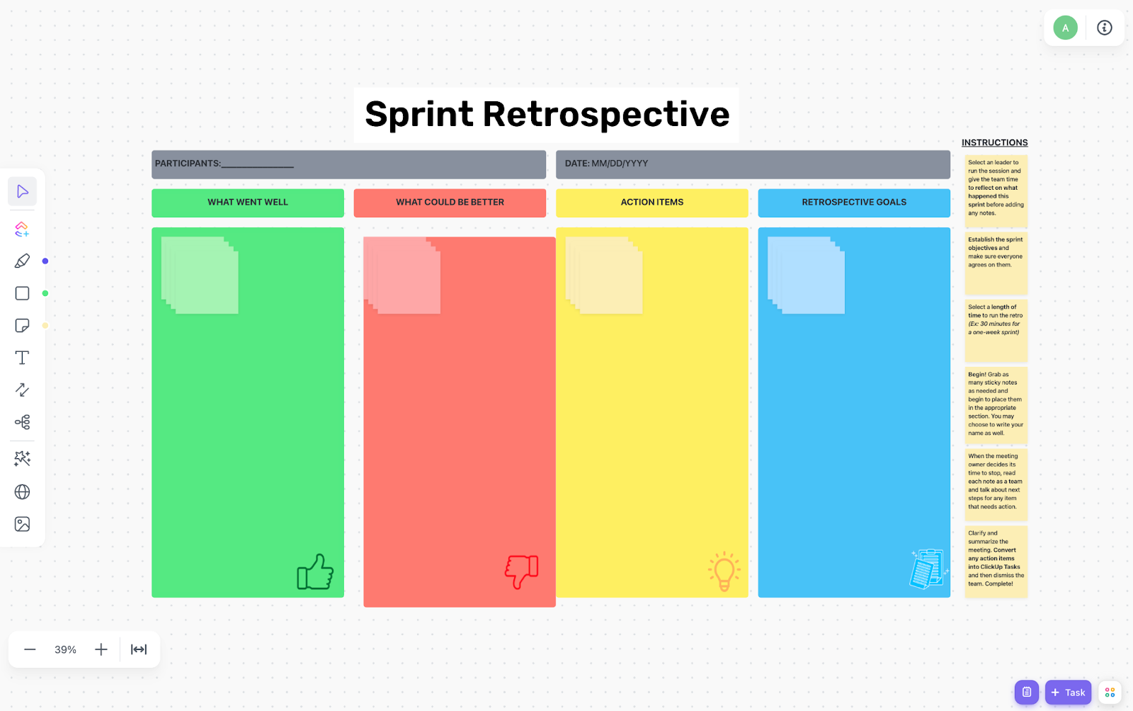 ClickUp Sprint Retrospective Brainstorm Template