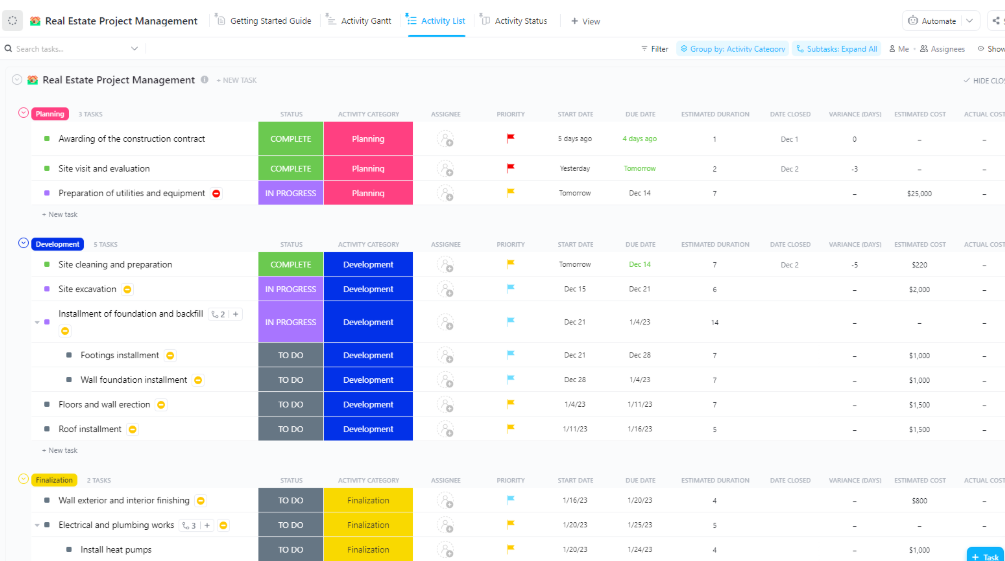 Plan, execute, deliver—run your real estate projects on autopilot using the ClickUp Real Estate Project Management Template