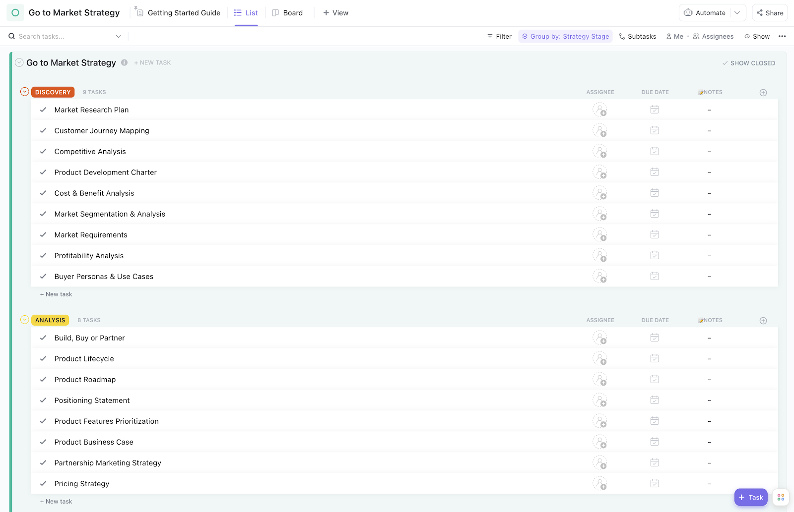 PowerPoint Strategic Plan Templates: Go to Market Strategy Template by ClickUp