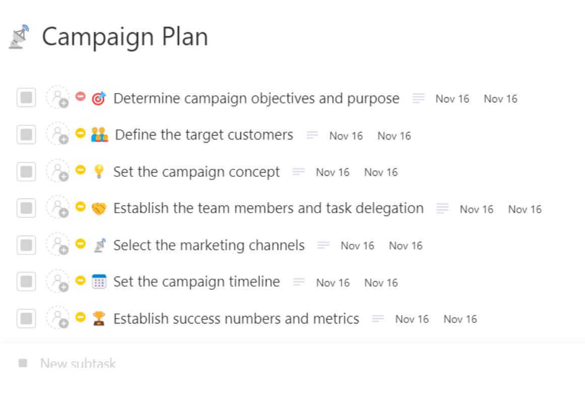 ClickUp Campaign Plan Template