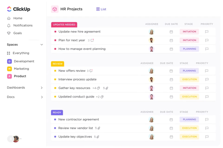 ClickUp’s Human Resources platform