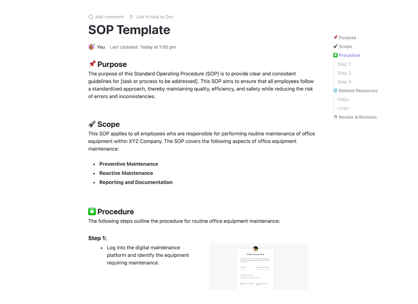 ClickUp Fleet Management SOP Template