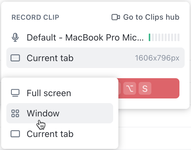 Choose a function to edit: zoom shortcuts